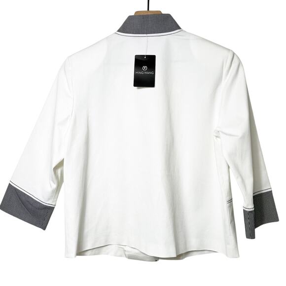 MING WANG WOMEN WHITE BLACK JACKET BUTTON TOP SIZE XS BRAND NEW - Picture 2 of 7
